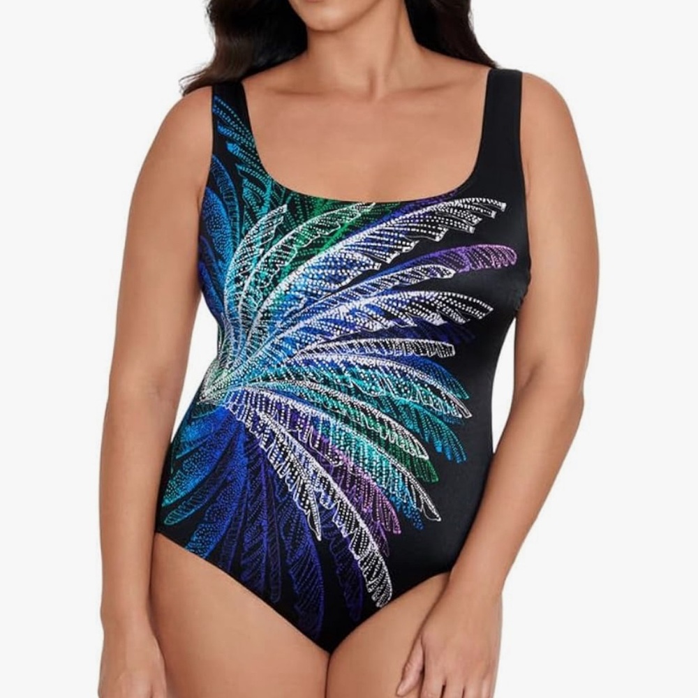 Swim Solutions Women's Firework Print One-Piece Swimsuit  Size 10 $119